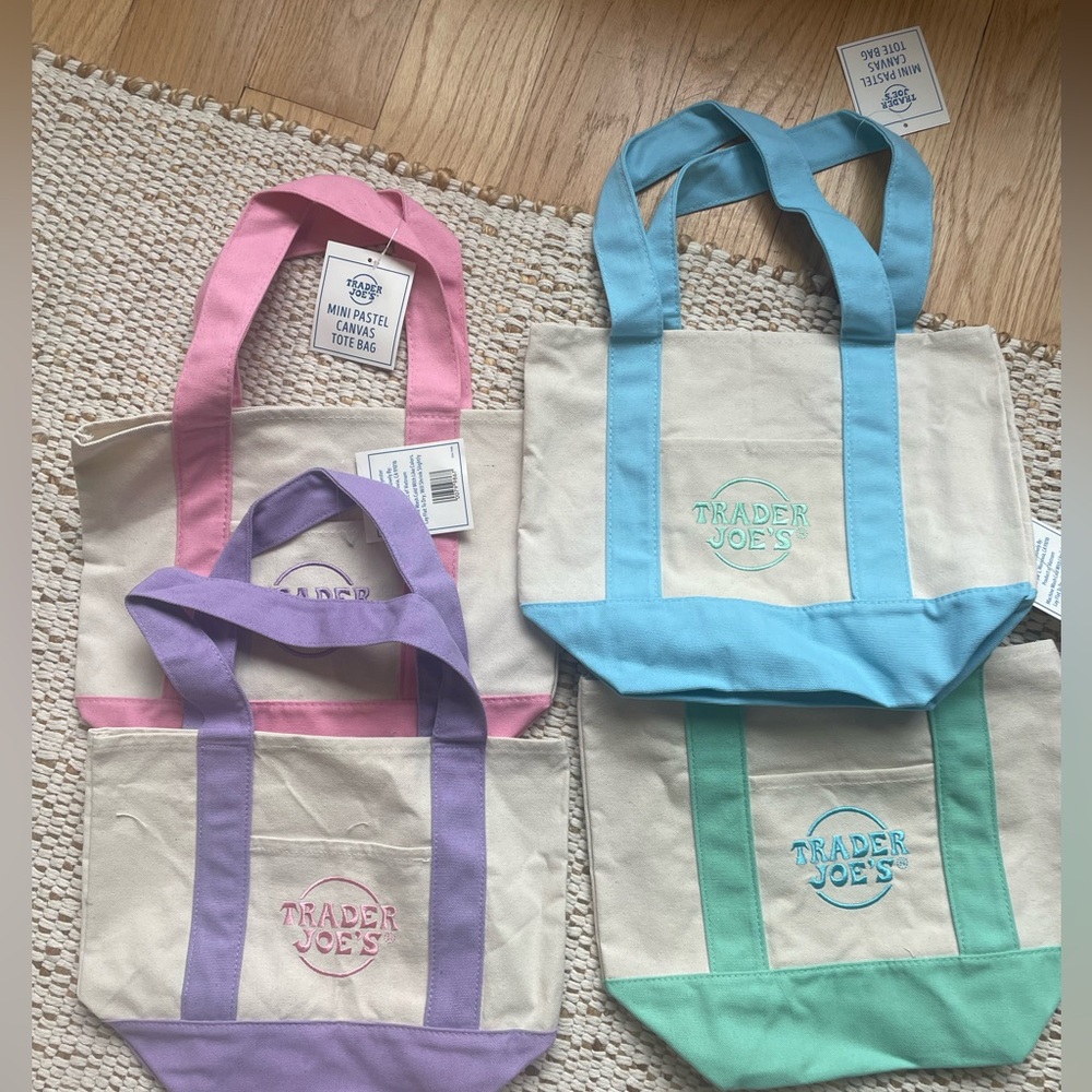 Trader Joe's Mini Pastel Canvas Tote Bags